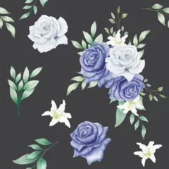 Foto op Canvas Seamless Pattern Floral Rose watercolor © retno