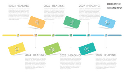 timeline template infographic presentation style display. 6 step target	