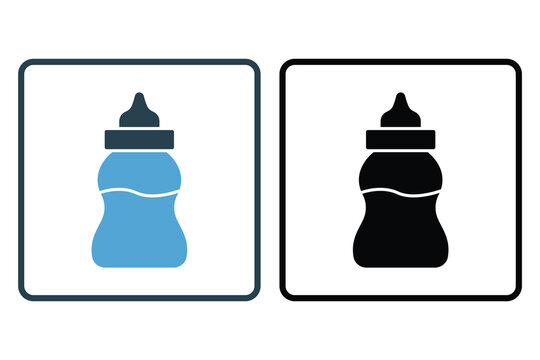 Baby bottle icon illustration. icon related to baby care. Solid icon style. Simple vector design editable
