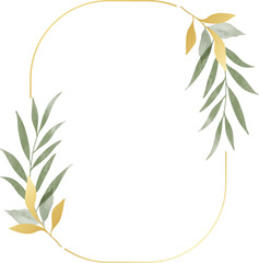 Luxury floral leaf wreath gold frame