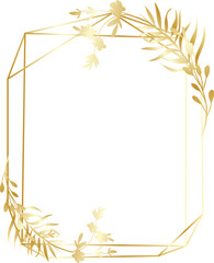 Luxury floral leaf wreath gold frame