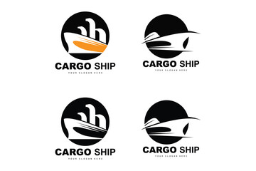 Cargo Ship Logo, Fast Cargo Ship Vector, Sailboat, Design For Ship Manufacturing Company, Waterway Sailing, Marine Vehicles, Transport, Logistics