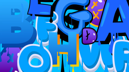 Graffiti wallpaper with gradient geometric abstract modern street art shapes. Vector background decoration performed in urban painting style.