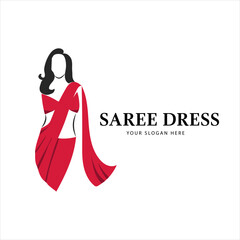 beauty women wearing saree dress indian, Fashion dress and beauty design illustration, logo. template