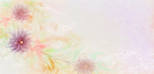 Fototapeta na wymiar pastel light background with flowers for a spring greeting card with a copy space. Generative AI