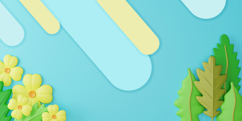 3d Rendering. Spring sale banner with beautiful colorful flower. Can be used for template, banners, wallpaper, flyers, invitation, posters, brochure, voucher discount.