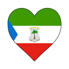 Equatorial Guinea Heart Shape Flag. Love Equatorial Guinea. Visit Equatorial Guinea. Middle Africa. African Union. Vector Illustration Graphic Design.