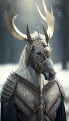 Cute Stylish and Cool Animal Reindeer Knight of the Middle Ages: Armor, Castle, Sword, and Chivalry in a Colorful and Adorable Illustration (generative AI)