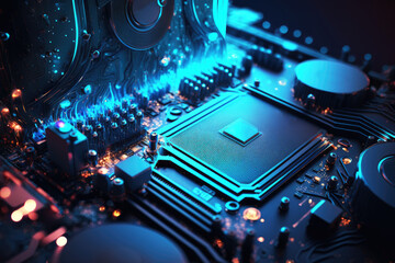 Fototapeta premium Abstract circuit board technology background. Modern Electronic technology futuristic.Generative AI