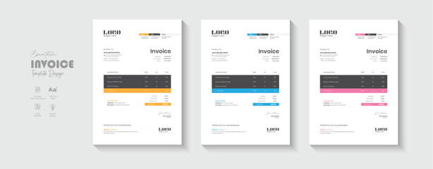 Professional and Corporate Invoice Template Design, Business Invoice