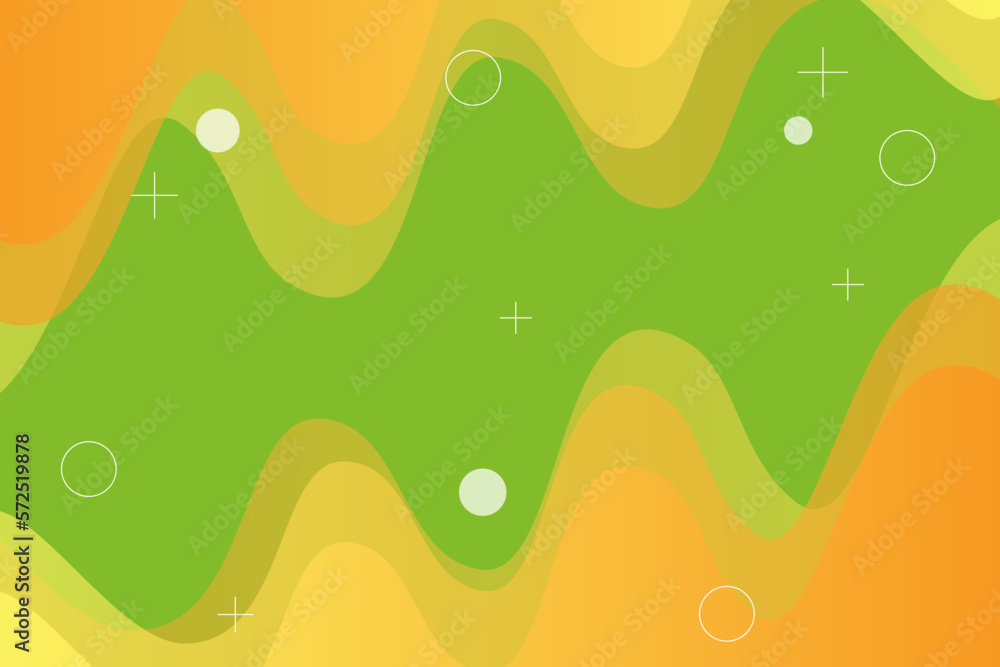 Poster colorful geometric background. green and yellow elements with fluid gradient. dynamic shapes composi