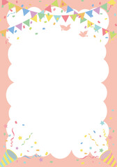 クラッカーと虹のお祝い背景フレーム