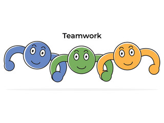 Teamwork icon, business elements illustration