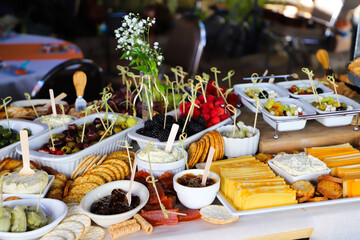 Cheese and crackers platter appetize table