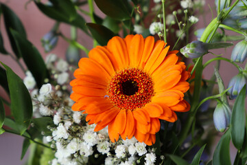 Orange flower arrangement decor