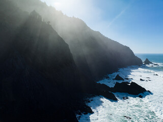 Afternoon sunlight shines on the southern coast of Oregon, along the Samuel H. Boardman State...