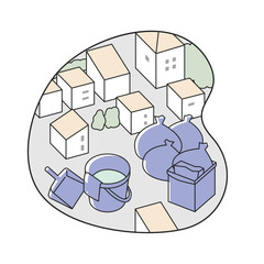切り抜かれた風景。ゴミのある街並み