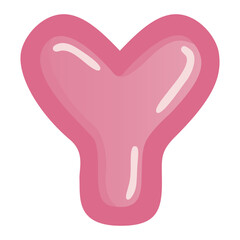 Letter Y Pink Bold Alphabet Font Doodle Drawing Vector Art