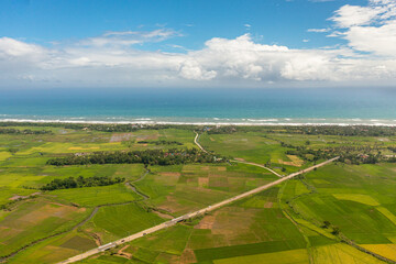 Fototapeta na wymiar Top view of Agricultural lands and rice fields in rural areas. Philippines.