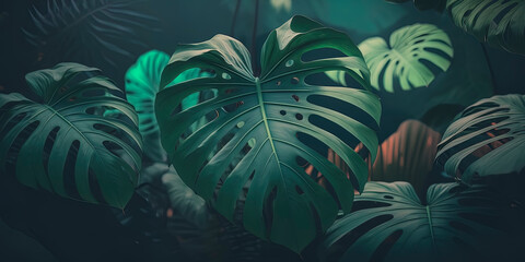 Fototapeta na wymiar Tropical Leaves wallpaper. AI-Generated