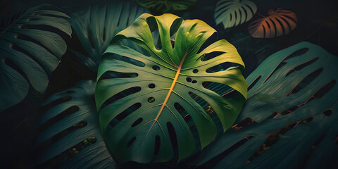 Tropical Leaves wallpaper. AI-Generated
