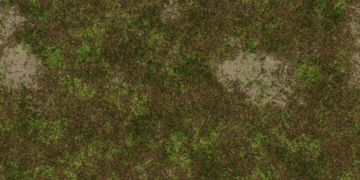 Dry glade land with grass seamless background. Ecology terrain backdrop. Summer desert with mossy cracks surface. Hot grunge weather climate pattern. Cracked ground with moss texture.