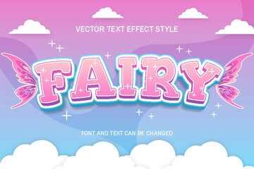 fairy sparkling fantasy 3d editable text effect font style template cute kawaii background design © SystemDirect