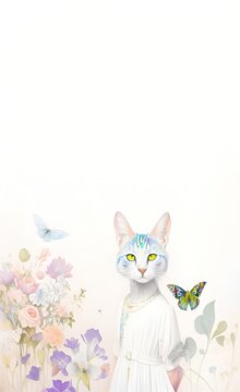 cat with flower made using Generative AI Technology.