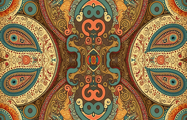 Paisley seamless pattern vintage tone. Abstract traditional folk antique ethnic tribal graphic paisley line. Texture textile fabric patterns vector illustration. Ornate elegant luxury vintage retro st