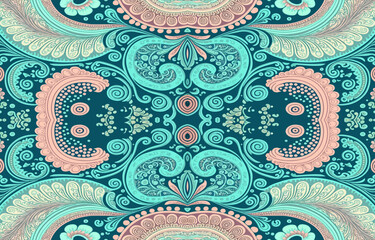 Paisley seamless pattern pastel tone. Abstract traditional folk antique ethnic tribal graphic paisley line. Texture textile fabric patterns vector illustration. Ornate elegant luxury vintage retro sty