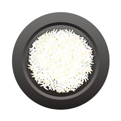 white cooked rice isolated