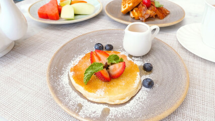 Cozy cafe serving a delicious breakfast. Enjoy a sweet pastry