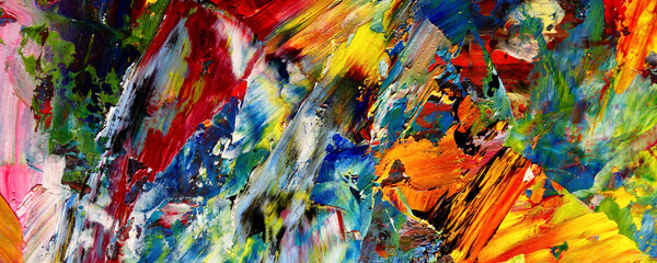 Color texture. Hand drawn oil painting on canvas. Abstract art background. Modern, contemporary art. Colorful canvas. Wall decor background	
