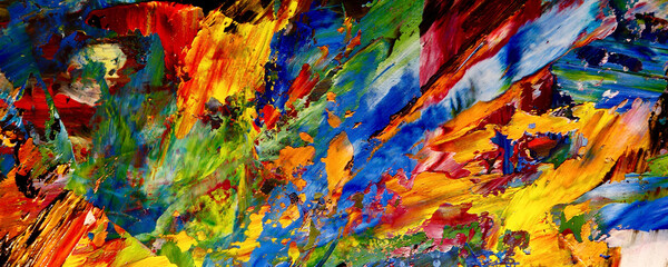 Color texture. Hand drawn oil painting on canvas. Abstract art background. Modern, contemporary art. Colorful canvas. Wall decor background	
