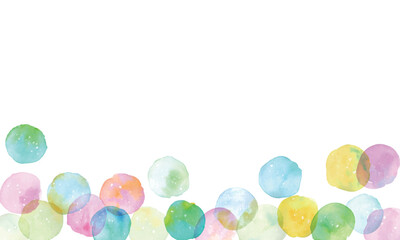 水彩画。水彩タッチのまるフレームベクターイラスト。カラフルな滲み素材。まるのテクスチャ。Watercolor painting. Watercolor touch round frame vector illustration. Colorful blotting material. Circle texture.