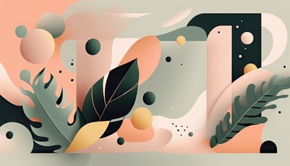 Designer Background with Minimalist shapes and Soft color palette with Geometric Shapes in Bold Colors - Modern Wallpaper Template with Vibrant Hues and Polygonal Pattern (generative AI)