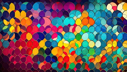 Designer Background with Mosaic patterns and Bold color palette with Geometric Shapes in Bold Colors - Modern Wallpaper Template with Vibrant Hues and Polygonal Pattern (generative AI)