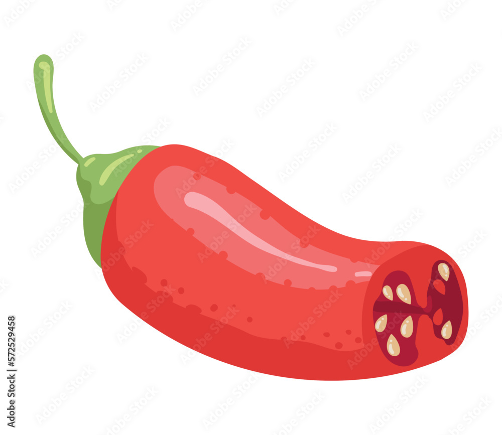 Sticker half red chilli pepper