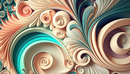 Fototapeta na wymiar Designer Background with Swirl designs and Light color palette with Geometric Shapes in Bold Colors - Modern Wallpaper Template with Vibrant Hues and Polygonal Pattern (generative AI)
