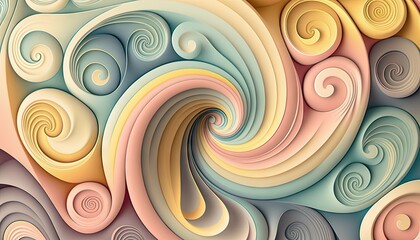 Fototapeta na wymiar Designer Background with Swirl designs and Pastel color palette with Geometric Shapes in Bold Colors - Modern Wallpaper Template with Vibrant Hues and Polygonal Pattern (generative AI)