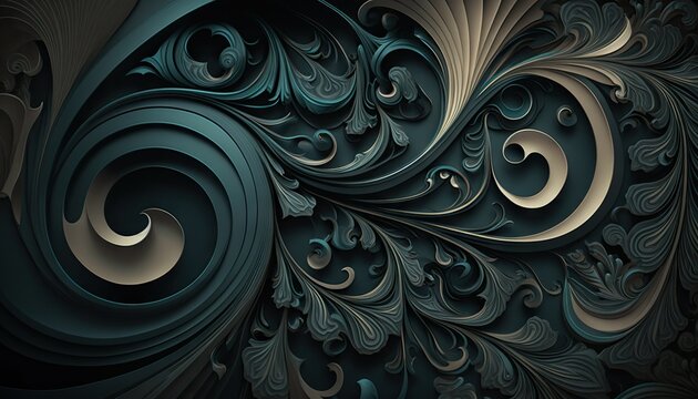 Fototapeta Designer Background with Swirl designs and Dark color palette with Geometric Shapes in Bold Colors - Modern Wallpaper Template with Vibrant Hues and Polygonal Pattern (generative AI)