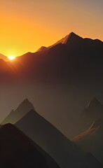 sunset in mountains made using Generative AI Technology.