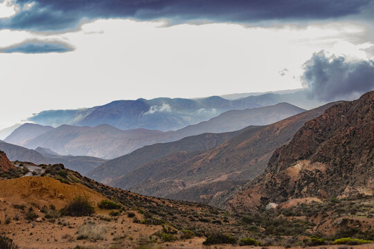 foothills landscape with summer rain