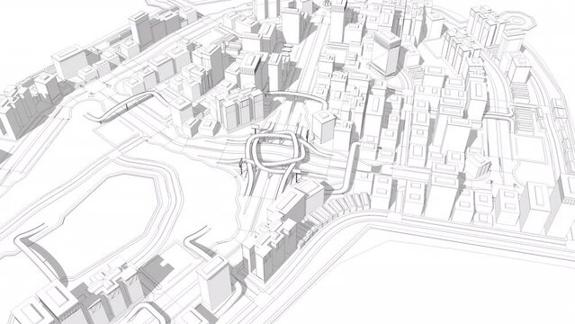 3D Architecture City Sketch Background Video Animation