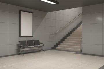 Subway Vertical sign Poster Billboard Mock up