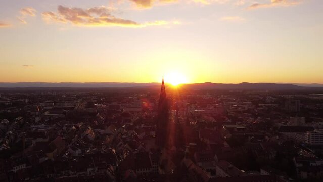 Cathedral of Our Lady, is a stunning gothic church located in the heart of Freiburg im Breisgau towering spire, ornate façade, the cathedral has been a landmark of the city for centuries.