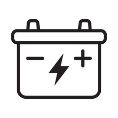 Car battery icon collection. Energy power accumulator. Automotive charge sign. Auto battery symbols isolated on white background. Vector illustration.