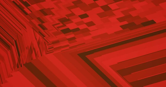 3d render with abstract red background made of rectangles and lines