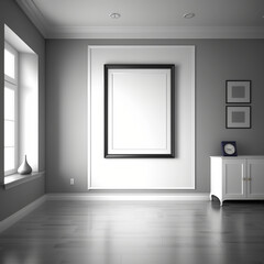 empty room with a blank frame