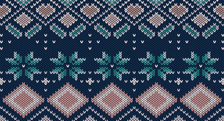 Festive Sweater Design. Seamless Knitted Pattern, Norway Festive Sweater Fair Isle Design. 